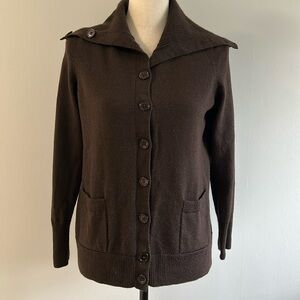 Talbots Merino Wool Cardigan Sweater in Chocolate Brown